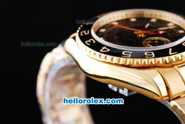 Rolex Yacht-Master II Oyster Perpetual Swiss ETA 2813 Automatic Full Gold with Black Bezel and Black Dial - Click Image to Close